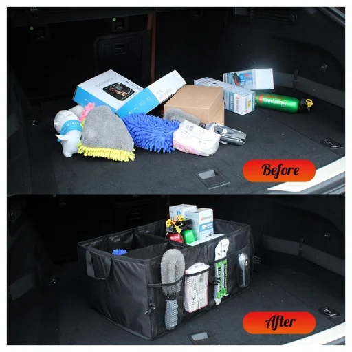 Összecsukható autó csomagtartó tároló konténer (Oxford anyag) fekete - 5