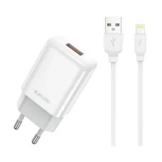 JELLICO fali töltő EU01 2.4A 12W 1xUSB + kábel Lightning Fehér