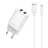 JELLICO hálózati USB töltő adapter EU02 2.4A 12W 2xUSB + kábel Micro Fehér thumbnail