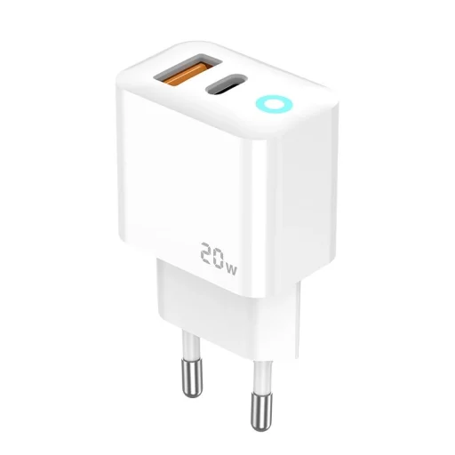 JELLICO fali töltő EU11 PD 20W 1xUSB-C + 1xUSB QC3.0 + kábel USB-C - Lightning fehér - 2