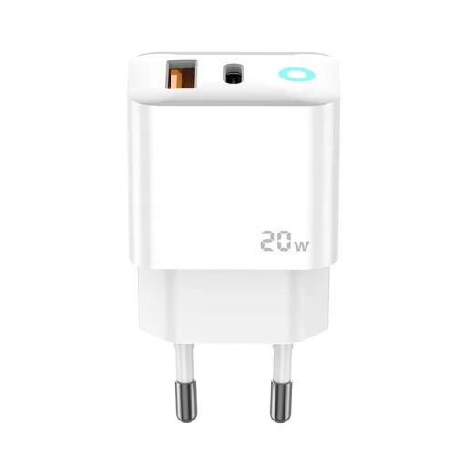 JELLICO fali töltő EU11 PD 20W 1xUSB-C + 1xUSB QC3.0 + kábel USB-C - Lightning fehér - 3