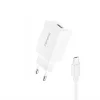 FONENG fali töltő K210 2.1A 10W 1xUSB + kábel Micro Fehér thumbnail