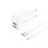 FONENG fali töltő EU53 2.4A 12W 2xUSB + kábel Micro Fehér - 2