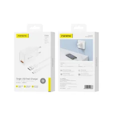 FONENG hálózati töltő EU54 18W 1xUSB QC3.0 + kábel Micro USB Fehér
