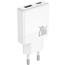 JELLICO hálózati töltő EU57 PD 20W 1xUSB-C + 1xUSB QC3.0 + kábel USB-C - USB-C Fehér