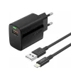 FONENG fali töltő EU64 18W 1xUSB QC3.0 + kábel Lightning Fekete thumbnail