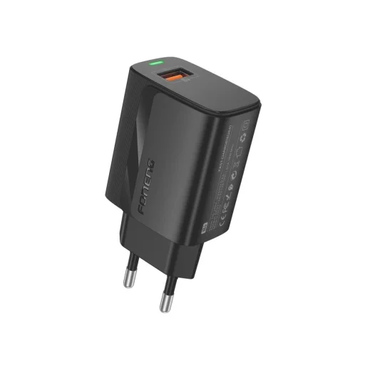 FONENG fali töltő EU64 18W 1xUSB QC3.0 + kábel Lightning Fekete - 3