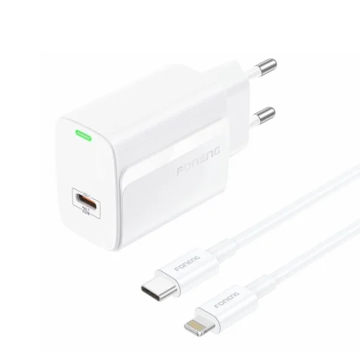 FONENG fali töltő EU65 PD 20W 1xUSB-C + kábel USB-C - Lightning Fehér - 2