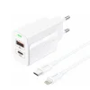 FONENG fali töltő EU66 PD 20W 1xUSB-C + 1xUSB QC3.0 + kábel USB-C - Lightning Fehér thumbnail