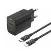 FONENG fali töltő EU66 PD 20W 1xUSB-C + 1xUSB QC3.0 + kábel USB-C - Lightning fekete thumbnail