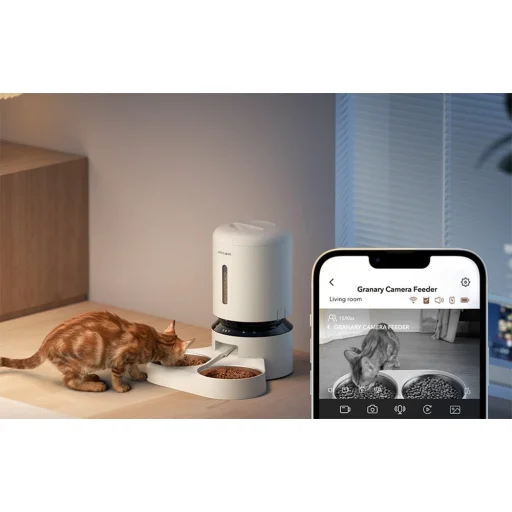 Petlibro Granary Kamera Etető Dupla Tálcával, 5L (fehér) kisállatoknak wifi - 5