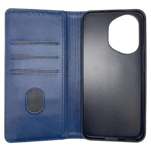 Honor 400 Lite mágneses PU bőr fliptok kártyatartóval pánt nélküli kék Alphajack - 2