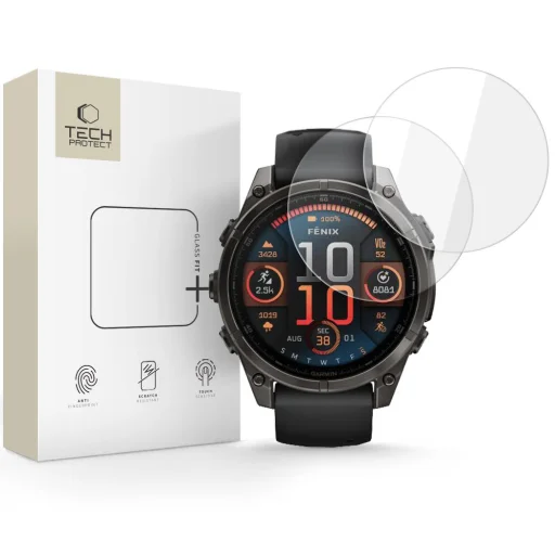 Edzett üveg Tech-Protect Glass Fit+ 2-csomag Garmin Fenix 8 (47 mm) Átlátszó üvegfólia - 1
