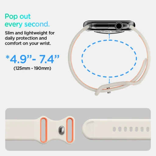 Spigen Nano Pop Apple Watch 6 / 7 / 8 / 9 / 10 / 11 / SE (40 / 41 / 42 mm) Narancs Bézs - 9
