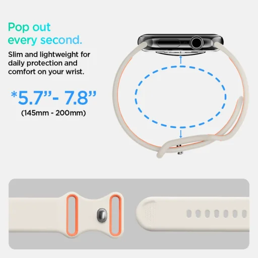 Spigen Nano Pop Apple Watch 6 / 7 / 8 / 9 / 10 / 11 / SE / Ultra 1 / 2 (44 / 45 / 46 / 49 mm) Narancs Bézs - 9