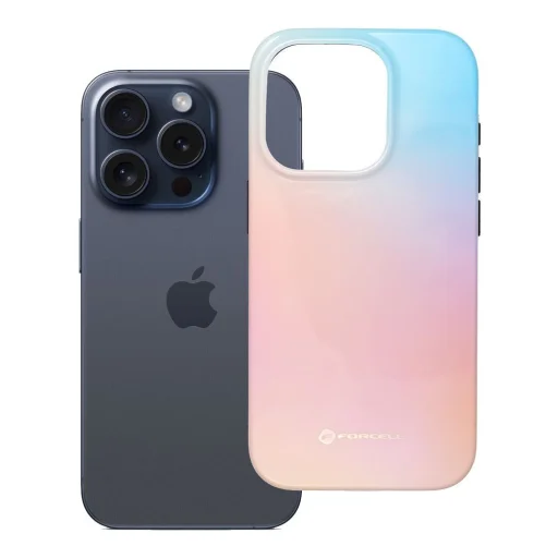 FORCELL F-PROTECT Mirage, katonai ejtésteszttel ellenőrzött tok, MagSafe-kompatibilis, iPhone 15 Pro tok, rózsaszín és kék - 17