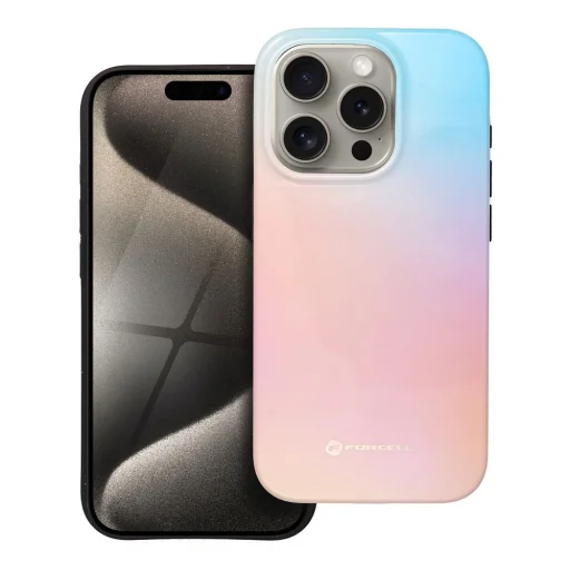 FORCELL F-PROTECT Mirage, katonai ejtésteszttel ellenőrzött tok, MagSafe-kompatibilis, iPhone 15 Pro tok, rózsaszín és kék - 1