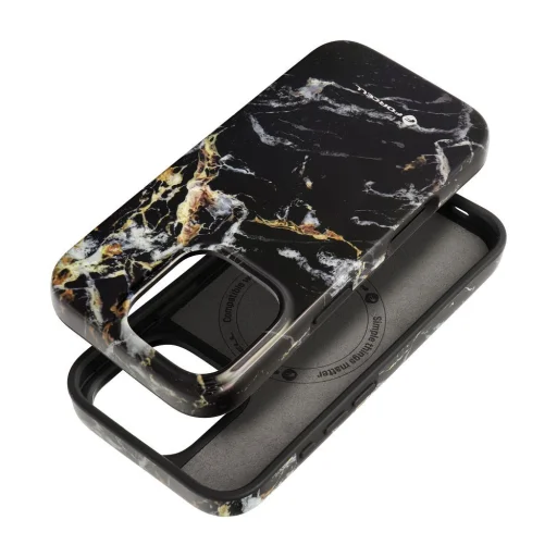 FORCELL F-PROTECT Mirage, Katonai ejtésteszten átesett tok MagSafe kompatibilitással IPHONE 15 PRO MAX fekete márvány tok - 2