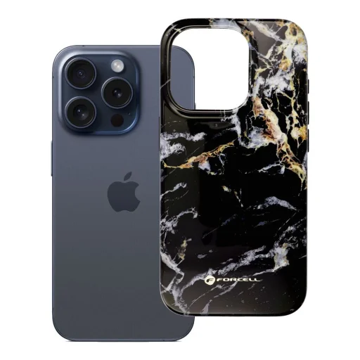 FORCELL F-PROTECT Mirage, katonai ejtésvizsgált tok MagSafe kompatibilitással iPhone 15 Pro fekete márvány tok - 14
