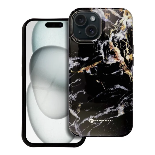 FORCELL F-PROTECT Mirage, katonai ejtésvizsgált tok MagSafe kompatibilitással iPhone 15 Pro fekete márvány tok - 1