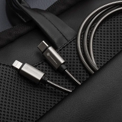 FORCELL F-ENERGY Metal C238 kábel Type C Lightning-hez PD 3A 27W 2 m ezüst - 5