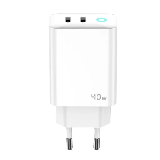 JELLICO fali töltő EU19 GaN PD 40W 2xUSB-C + USB-C - Lightning kábel Fehér - 3
