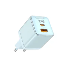 JELLICO fali töltő EU55 GaN PD 33W 1xUSB-C + 1xUSB QC3.0 Kék