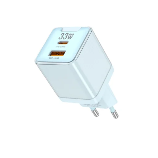 JELLICO fali töltő EU55 GaN PD 33W 1xUSB-C + 1xUSB QC3.0 Kék - 6