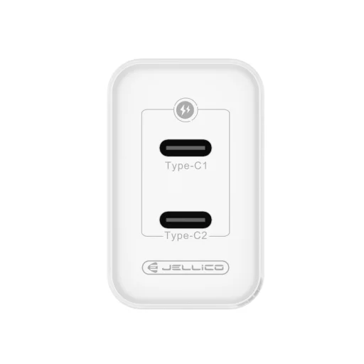 JELLICO Hálózati töltő C106 GaN PD 45W 2xUSB-C + USB-C - Lightning kábel Fehér - 4