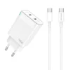 JELLICO fali töltő C106 GaN PD 45W 2xUSB-C + kábel USB-C - USB-C Fehér thumbnail