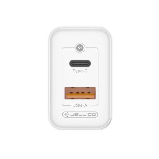 JELLICO fali töltő C107 GaN PD 45W 1xUSB-C + 1xUSB QC3.0 + kábel USB-C - USB-C Fehér - 4
