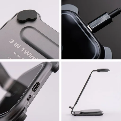 3in1 Apple Watch és Samsung Watch kompatibilis szürke töltőállomás Forcell F-ENERGY Simply Charge - 4