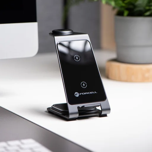 3in1 Apple Watch és Samsung Watch kompatibilis szürke töltőállomás Forcell F-ENERGY Simply Charge - 6