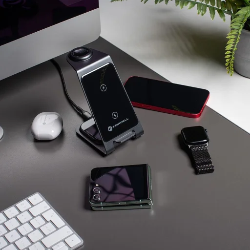 3in1 Apple Watch és Samsung Watch kompatibilis szürke töltőállomás Forcell F-ENERGY Simply Charge - 9