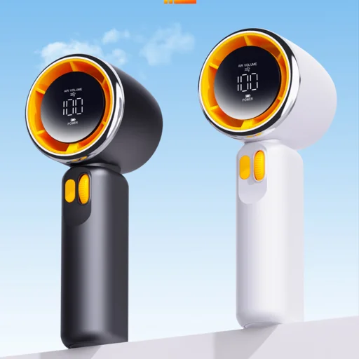 Techsuit - Prémium Hordozható Mini Ventilátor (Z11) - LED Digitális Kijelzővel, USB-C Tölthető, 100 Szélsebesség - Fehér - 3