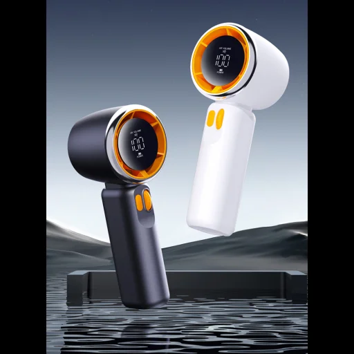 Techsuit - Prémium Hordozható Mini Ventilátor (Z11) - LED Digitális Kijelzővel, USB-C Tölthető, 100 Szélsebesség - Fehér - 5