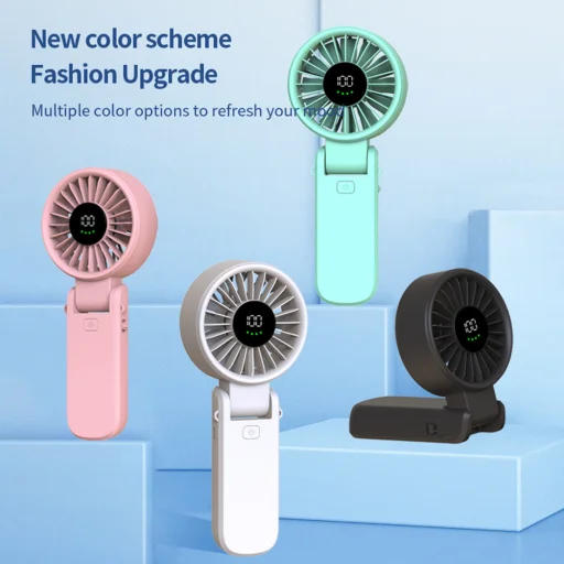 Techsuit - Prémium Mini Kézi Ventilátor (A10) - LED digitális kijelzővel, USB-C újratölthető, 100 szélsebesség, 5400RPM - Fehér - 10