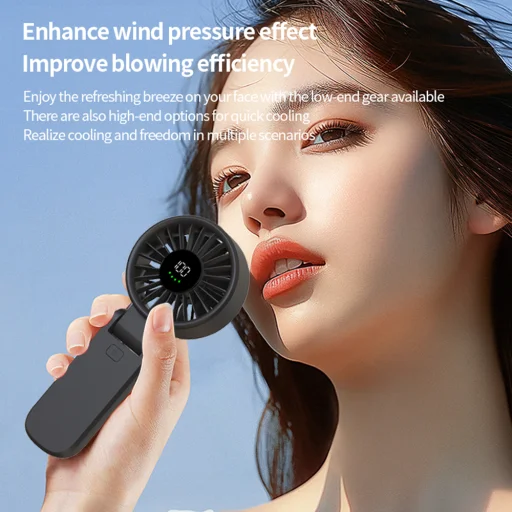 Techsuit - Prémium Mini Kézi Ventilátor (A10) - LED digitális kijelzővel, USB-C újratölthető, 100 szélsebesség, 5400RPM - Fehér - 11