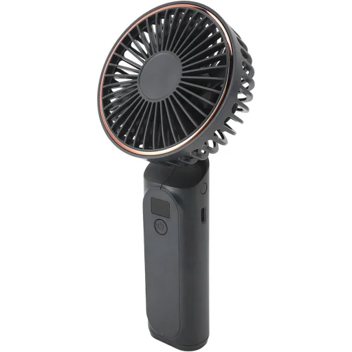 Techsuit - Prémium Mini Kézi Ventilátor (M12) - LED digitális kijelzővel, USB-C újratölthető, 6 szélsebesség, 5000mAh - Fekete - 2