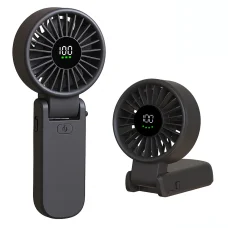 Techsuit - Prémium Mini Kézi Ventilátor (A10) - LED Digitális Kijelzővel, USB-C Újratölthető, 100 Szélsebesség, 5400RPM - Fekete