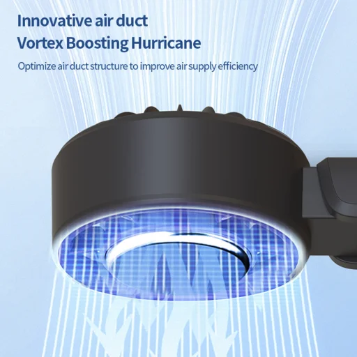 Techsuit - Prémium Mini Kézi Ventilátor (A10) - LED Digitális Kijelzővel, USB-C Újratölthető, 100 Szélsebesség, 5400RPM - Fekete - 9