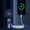 Techsuit - Prémium Mini Kézi Ventilátor (Z8) - LED Digitális Kijelzővel, USB-C Újratölthető, 3 Szélerősség, 2A, 3600mAh - Bézs thumbnail