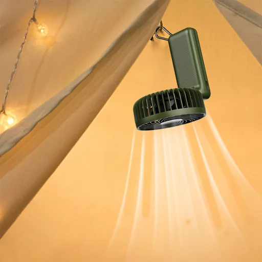 Techsuit - Prémium Mini Kézi Ventilátor (Z8) - LED Digitális Kijelzővel, USB-C Újratölthető, 3 Szélerősség, 2A, 3600mAh - Bézs - 7