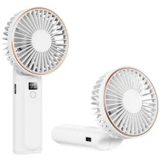 Techsuit - Prémium Mini Kézi Ventilátor (M12) - LED Digitális Kijelzővel, USB-C Újratölthető, 6 Szélerősségi Fokozat, 5000mAh - Fehér