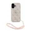  iPhone 16 Pink Guess PU 4G Fém Logós Pántos Tok - 1