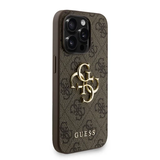 Guess PU 4G Fém Logós Pántos iPhone 15 Pro tok Barna - 3