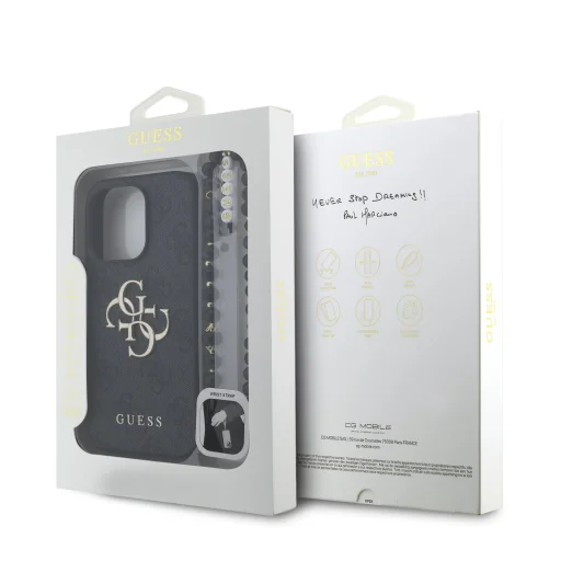 Guess PU 4G Fém Logós Szíj Tok iPhone 15 Pro Fekete tok - 7