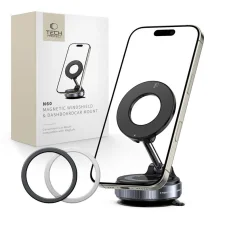 Tech-protect N60 Mágneses Magsafe Szélvédőre és Műszerfalra szerelhető autós tartó Fekete