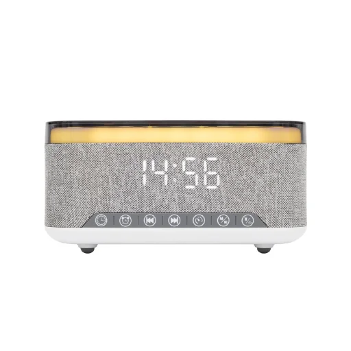 HOME LTCR06 multimédia lejátszó és ébresztőóra, 2x5 Watt, Qi telefontöltés, Bluetooth TWS, FM rádió, LED kijelző, beépített akkumulátor - 2