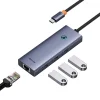 Baseus UltraJoy 4 az 1-ben hub, USB-C 3x + USB 3.0 + RJ45 (szürke) thumbnail